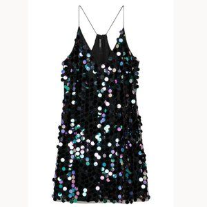 NWT H&M Black Sequined Spaghetti Strap Dress
